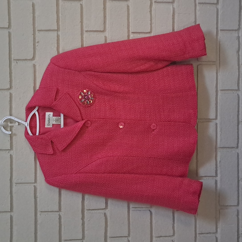 Chadwicks Pink Tweed Blazer Jacket. Size 4